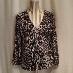 Jones New York Leopard Print Blouse Size L